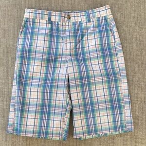 Vineyard Vines Boys Sz 14 Breaker Short in Antigua Green Madras Plaid